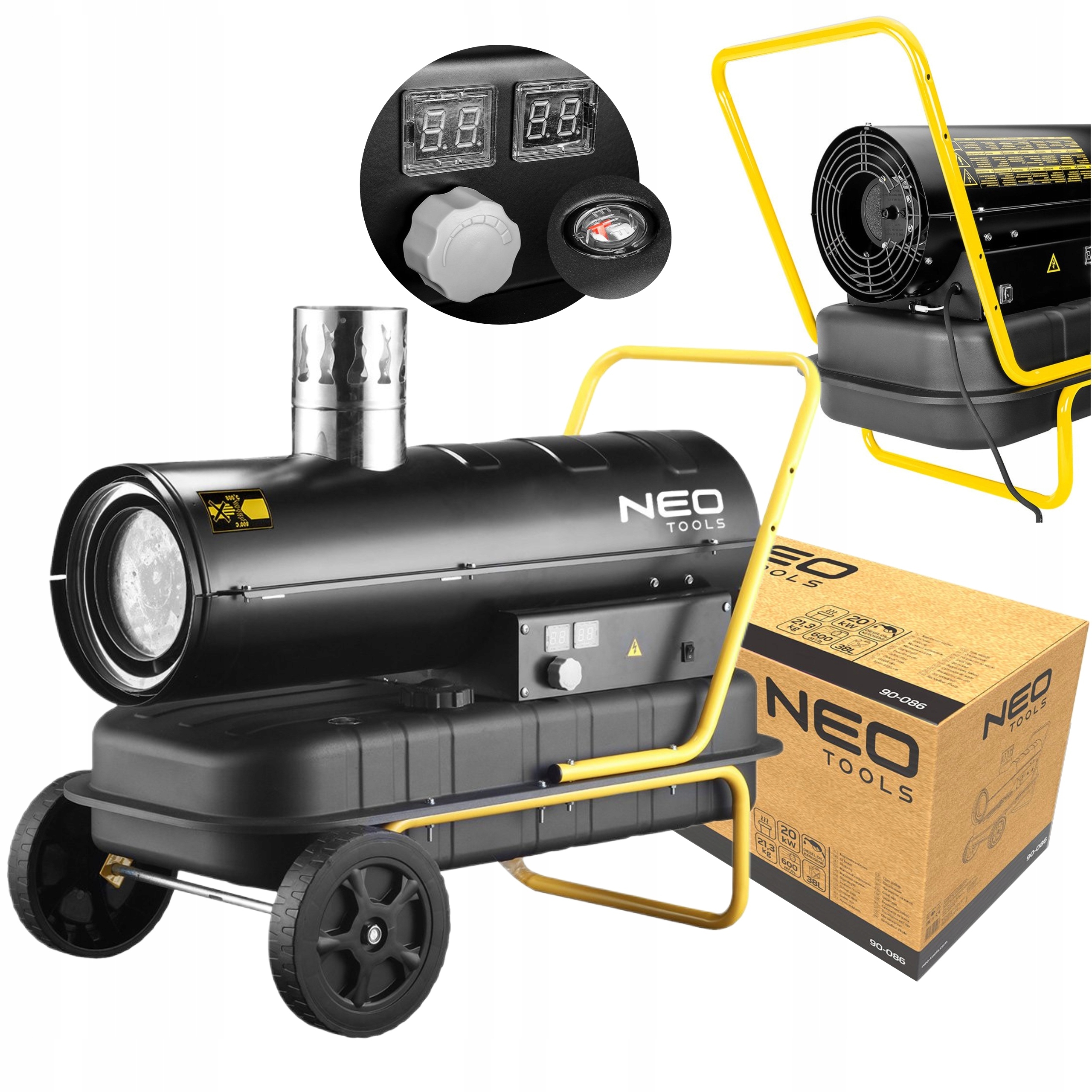 Neo Tools 90-086 - Olejový ohrievač s odvodom výfukových plynov